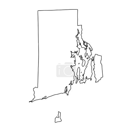 Illustration for Outline map of Rhode island white background. The capital of Afghanistan. Vector map with contour. - Royalty Free Image