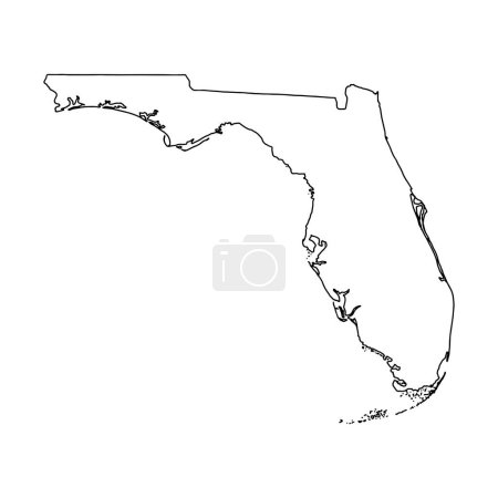 Téléchargez les illustrations : Carte de l'île de Floride fond blanc. La capitale de l'Afghanistan. Carte vectorielle avec contour. - en licence libre de droit