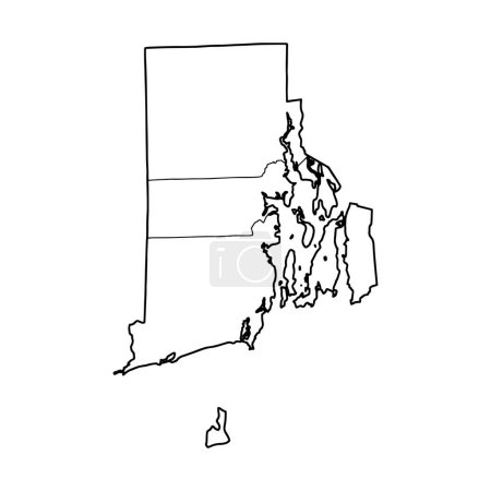 Mapa del contorno de Rhode Island fondo blanco. La capital de Afganistán. Mapa vectorial con contorno.
