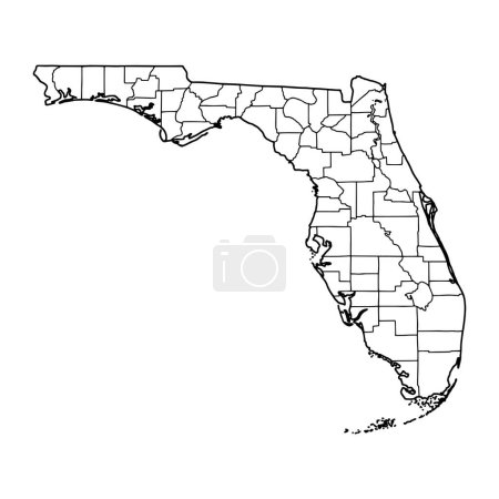 Téléchargez les illustrations : Carte de l'île de Floride fond blanc. La capitale de l'Afghanistan. Carte vectorielle avec contour. - en licence libre de droit