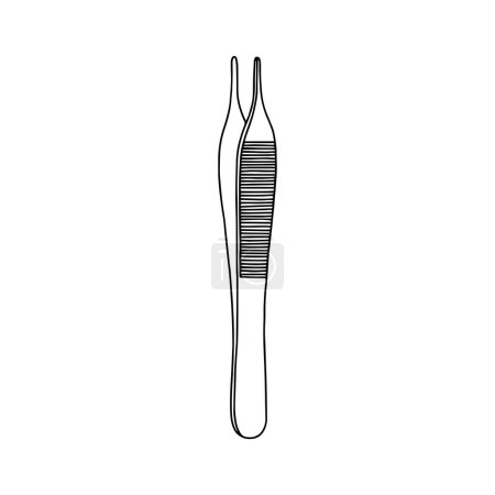 Outline medical tweezers on the white background. Vector isolated illustration of professional and cosmetic tweezers.