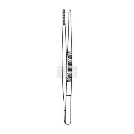 Illustration for Outline medical tweezers on the white background. Vector isolated illustration of professional and cosmetic tweezers. - Royalty Free Image