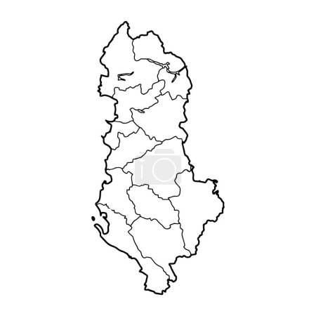 Umrisskarte von Albanien weißen Hintergrund. Vektor, europäische Landkarte mit Kontur.