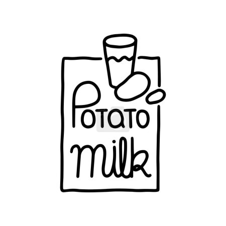 Beschriftung POTATO MILK. Alternative, vegane Kartoffelmilch. Das Konzept der gesunden Ernährung.