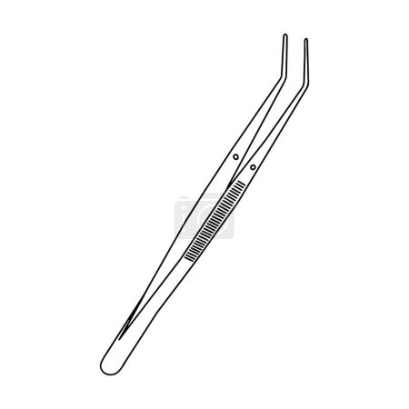 Illustration for Outline medical tweezers on the white background. Vector isolated illustration of professional and cosmetic tweezers. - Royalty Free Image