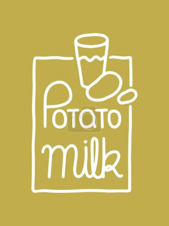 Leyendo leche POTATO. Alternativa, leche vegana de patatas. El concepto de alimentación saludable.