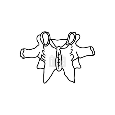 Las vértebras de la columna vertebral humana. Dibujado por líneas sobre fondo blanco. Vector Ilustración de stock.