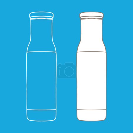 Botella de vidrio con una maqueta de tapa de metal. Ilustración vectorial del envase para líquido. icono de diseño de línea.
