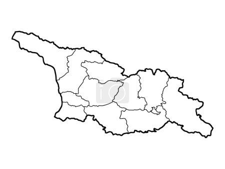 Téléchargez les illustrations : Carte du fond blanc de Sakartvelo (Géorgie). Vecteur, carte d'état européenne avec contour. - en licence libre de droit