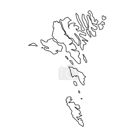 Illustration for Outline map of Faeroe Islands white background. Vector, High detailed map with contour. - Royalty Free Image