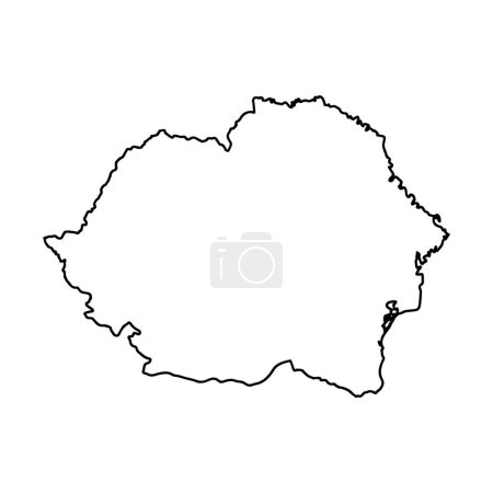 Outline map of Romania white background. Vector, European state map with contour.