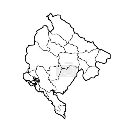 Illustration for Outline map of Montenegro white background. Vector, European state map with contour. - Royalty Free Image