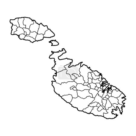 line map of Malta white background. Vector, European state map with contour.