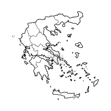 Outline map of Greece white background. Vector, European state map with contour.