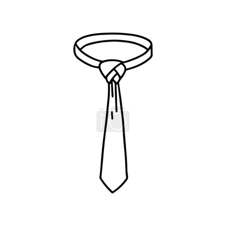 Illustration for Outline, vector tie illustration. The Eldredge Knot. Hand drawn graphic design. Businessman style fashion knowledge. - Royalty Free Image