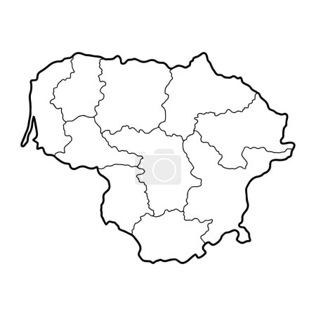 Téléchargez les illustrations : Schéma carte de la Lituanie fond blanc. Carte vectorielle avec contour. - en licence libre de droit