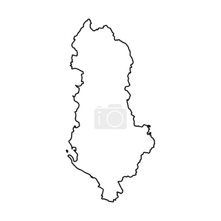 Umrisskarte von Albanien weißen Hintergrund. Vektor, europäische Landkarte mit Kontur.