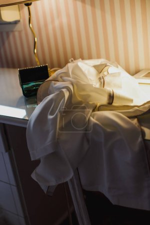 Photo for White textile on table - Royalty Free Image