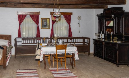 Photo for Bucharest, Romania, September 05, 2017. Dimitrie Gusti National Village Museum. Traditional Romanian folk house interior with vintage decoration. - Royalty Free Image