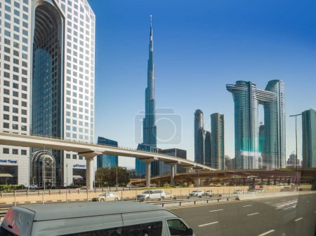 Photo for UAE, Dubai. View of Sheikh Zayed Road skyscrapers in Dubai, UAE. - Royalty Free Image