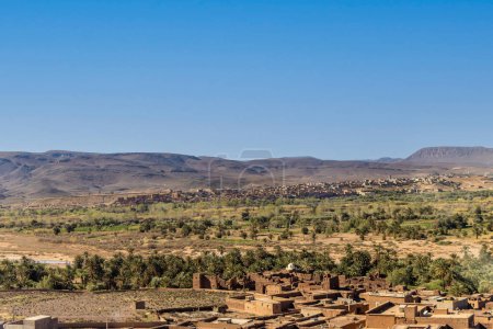 Afrika, Nordafrika, Marokko, Souss-Massa-Draa, Ait Benhaddou. Adobe-Gebäude der Berber-Ksar oder befestigtes Dorf