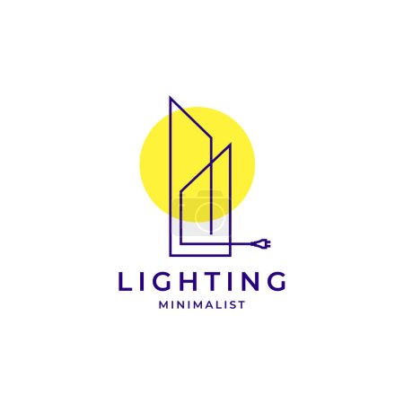 Téléchargez les illustrations : Éclairage de bâtiment minimaliste design de logo moderne - en licence libre de droit