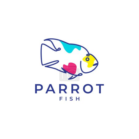 Téléchargez les illustrations : Perroquet poissons lignes art abstrait logo design - en licence libre de droit