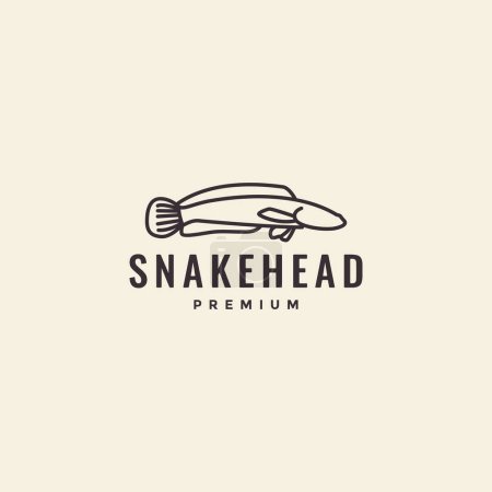 Ilustración de Peces cabeza de serpiente líneas hipster logo design - Imagen libre de derechos