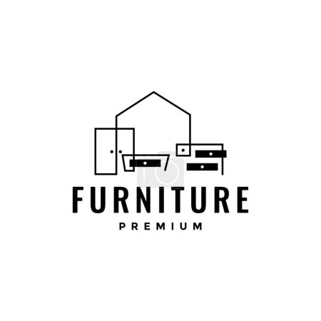 Illustration for Interior furniture minimalist continuous line logo design - Royalty Free Image