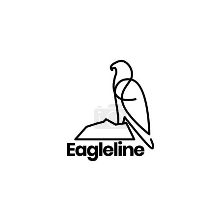 Illustration for Eagle hunter top line art logo design - Royalty Free Image