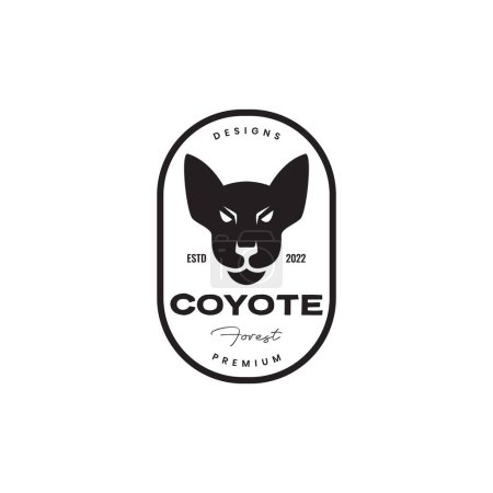 Illustration for Head coyote forest badge vintage logo design - Royalty Free Image