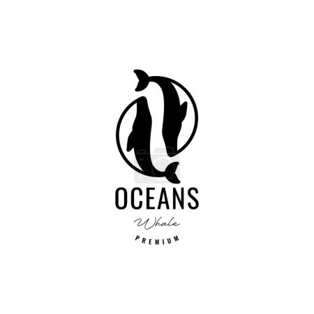 Illustration for Ocean whale jump minimalist modern logo design vector - Royalty Free Image