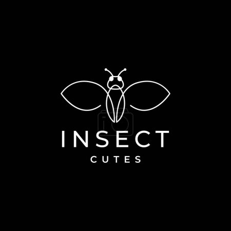 Téléchargez les illustrations : Insecte papillon ligne minimaliste propre logo design vecteur - en licence libre de droit