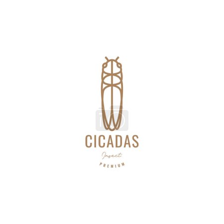 Illustration for Animal insect cicadas minimalist line logo design vector - Royalty Free Image