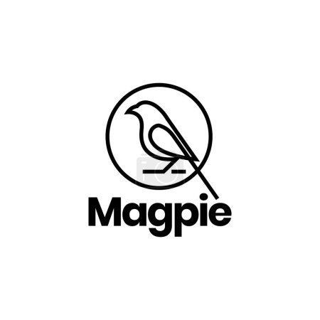 Illustration for Magpie bird line modern minimalist geometric logo design vector - Royalty Free Image