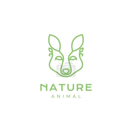 Téléchargez les illustrations : Forêt animal coyote loup tête feuille ligne minimaliste logo conception vecteur - en licence libre de droit