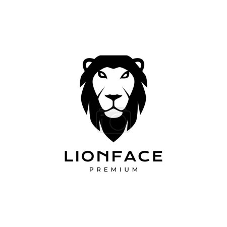 Téléchargez les illustrations : Visage de lion noir avec logo crinière longue vecteur de conception - en licence libre de droit