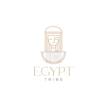 Illustration for Ancient beauty women egypt minimal line logo design vector icon illustration template - Royalty Free Image