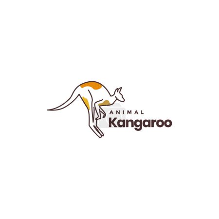 Téléchargez les illustrations : Australian endemic animal kangaroo jump art lines abstract logo design vector icon illustration template - en licence libre de droit