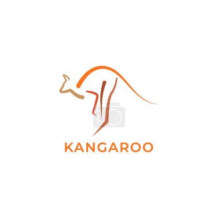 Téléchargez les illustrations : Australian endemic animal kangaroo jump abstract logo design vector icon illustration template - en licence libre de droit