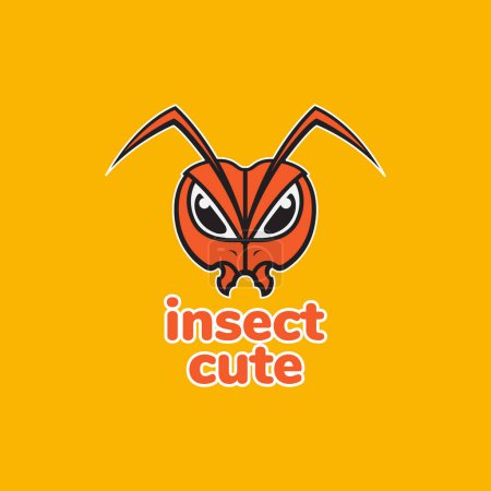 Ilustración de Insect ant head antenna animal colorful cute mascot logo design vector icon illustration template - Imagen libre de derechos