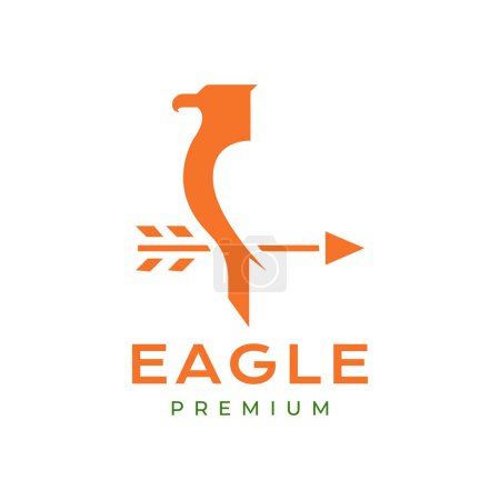 Ilustración de Eagle perched arrows focus hunting logo design vector icon illustration template - Imagen libre de derechos