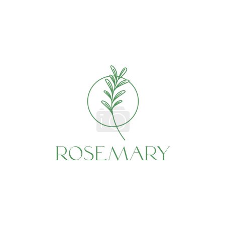 Illustration for Rosemary leaves treatment hair skin beauty and food minimalist line logo design vector icon illustration template - Royalty Free Image