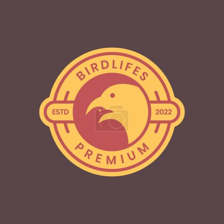 Téléchargez les illustrations : Food chain bird life wildlife sticker badge retro logo design vector icon illustration template - en licence libre de droit