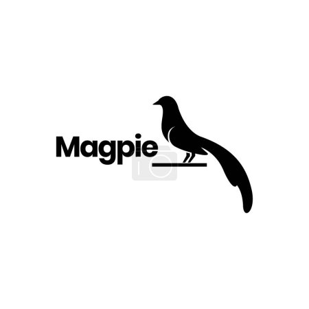Téléchargez les illustrations : Exotics bird magpie long tail perched isolated logo design vector icon illustration template - en licence libre de droit