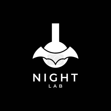 Illustration for Night laboratory science bats wings logo design vector icon illustration template - Royalty Free Image
