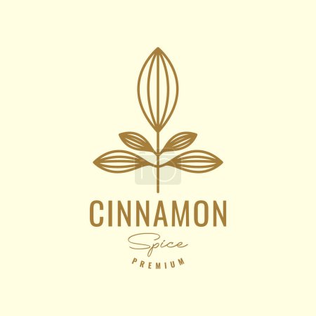 Téléchargez les illustrations : Cinnamon plant tree skin spice taste cooking food hipster logo design vector icon illustration template - en licence libre de droit