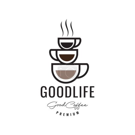 Téléchargez les illustrations : Coffee cup levels scent taste colored hipster logo design vector icon illustration template - en licence libre de droit