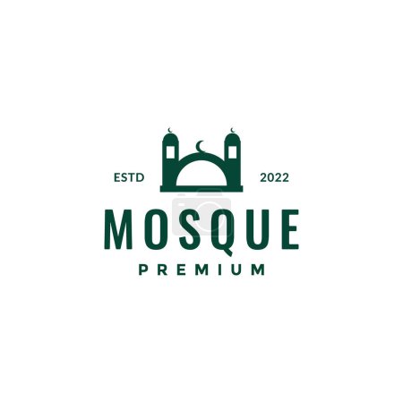 Téléchargez les illustrations : Mosquée musulmane prières dôme minimaliste logo conception vectoriel icône illustration - en licence libre de droit