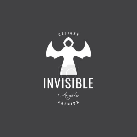 Téléchargez les illustrations : Good angel invisible wings white vintage logo design vector icon illustration - en licence libre de droit